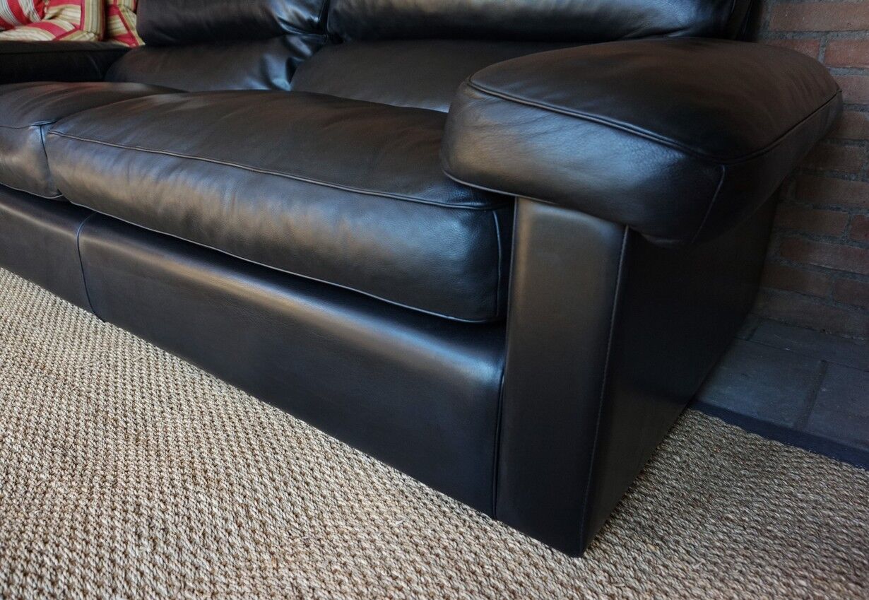 Black Leather Sofa by Tito Agnoli for Poltrona Frau, Italy, 1980s