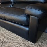 Black Leather Sofa by Tito Agnoli for Poltrona Frau, Italy, 1980s