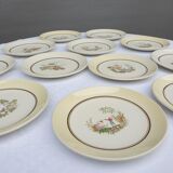 Set 12 plates Gien 1960 Japanese gardens variations in minor yellow