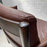 Scandinavian bench in chocolate leather