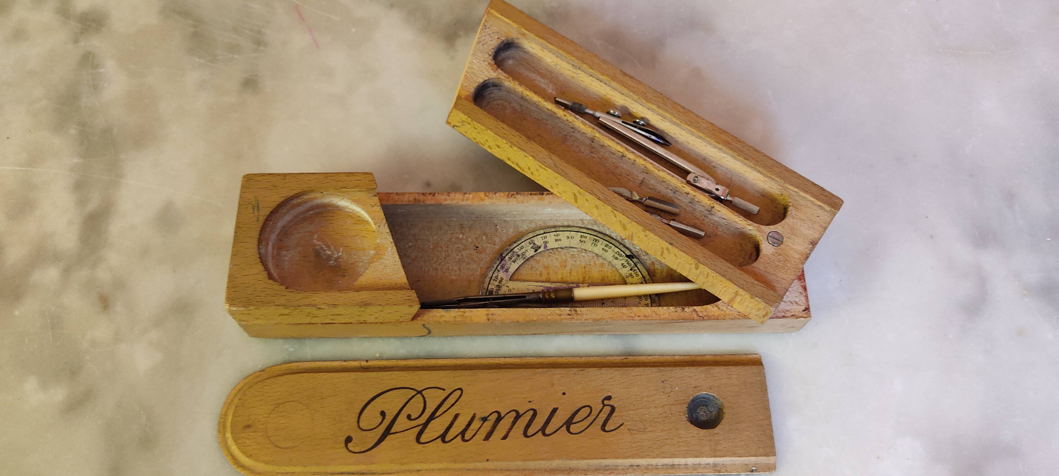 Used wooden floor pencil case