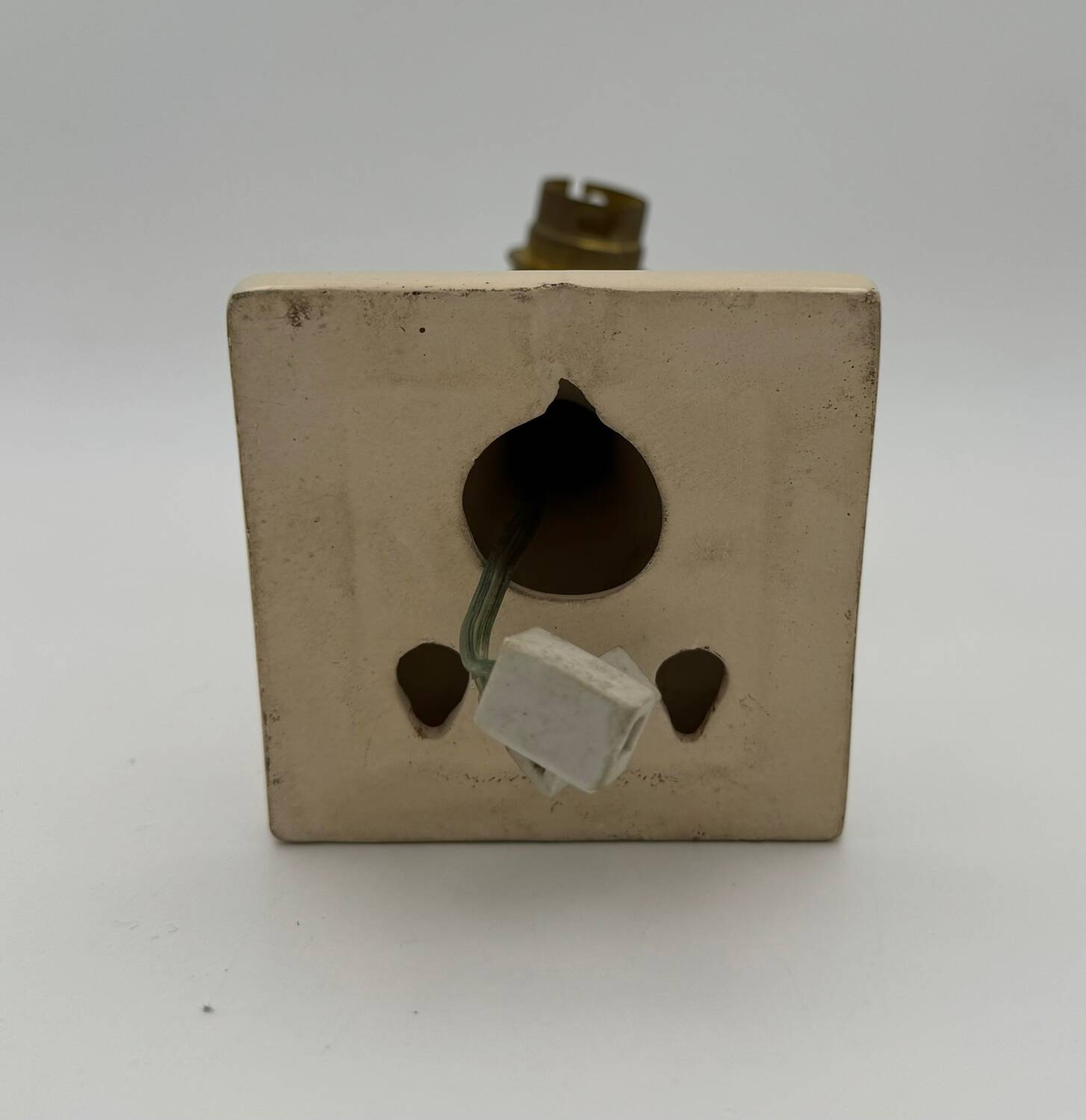 Vintage earthenware wall light, ivory white