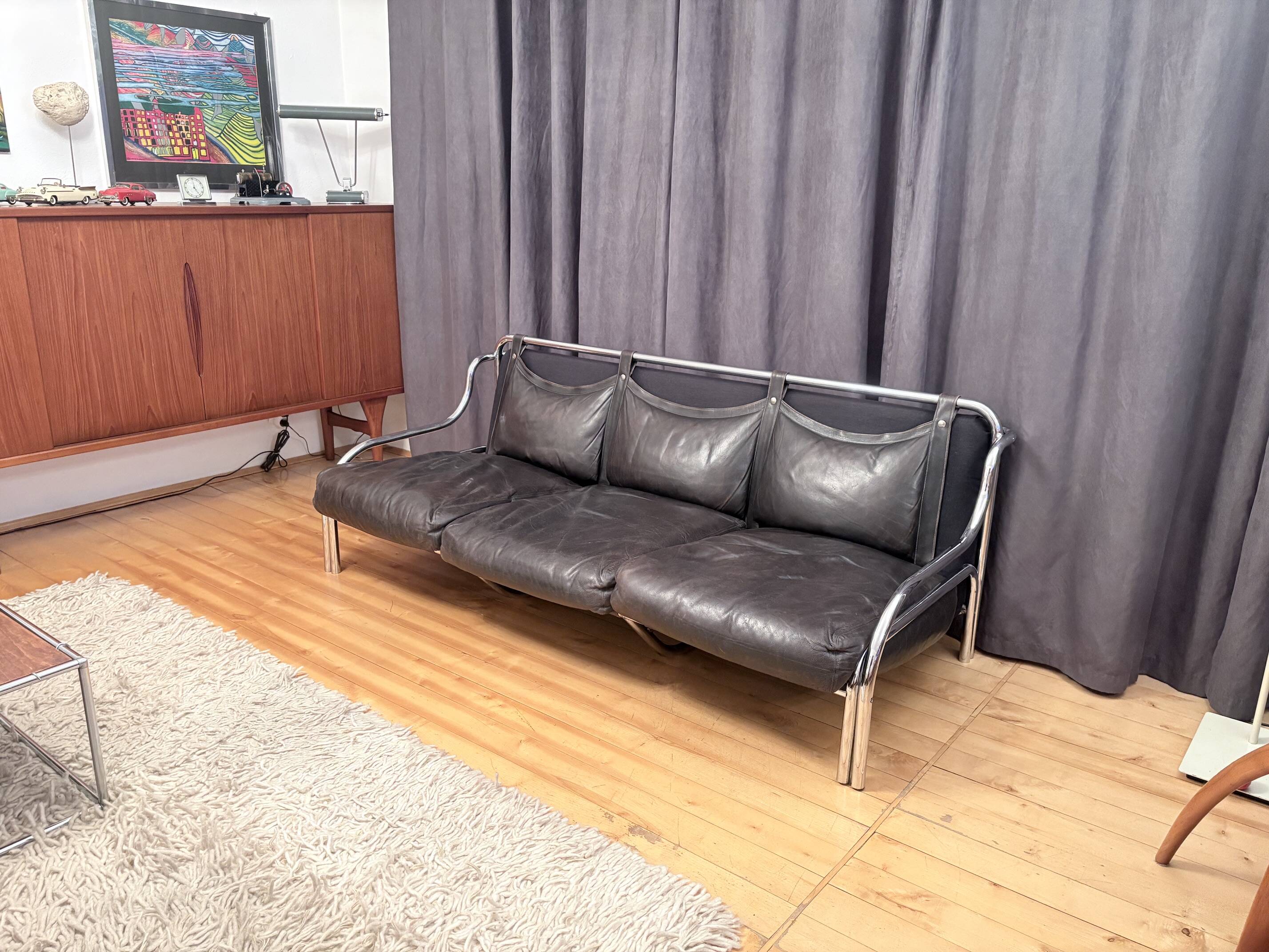 "Stringa" Three-Seater Sofa by Gae Aulenti, Poltronova, Italy, 1960s