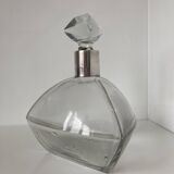 Beautiful cut crystal carafe with its stopper and solid silver setting
