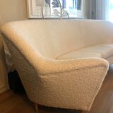 Vintage 50s wool rounded sofa
