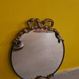 Classic Bronze and Brass Oval Mirror from the 1950s.