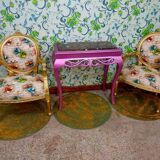 Pair of armchairs Louis XV style printed flower
