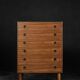 Mid-century modern Danish high chest of drawers in teak with brass handles, 1960s