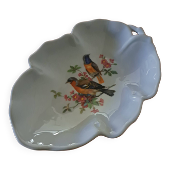 Ravier dish in French porcelain (PF) birds in pattern