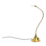 1980s brass halogen table lamp by Florian Schulz model Esa with gooseneck