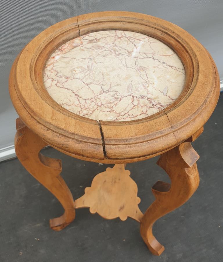 Sellette Art Nouveau Poirier and pink marble