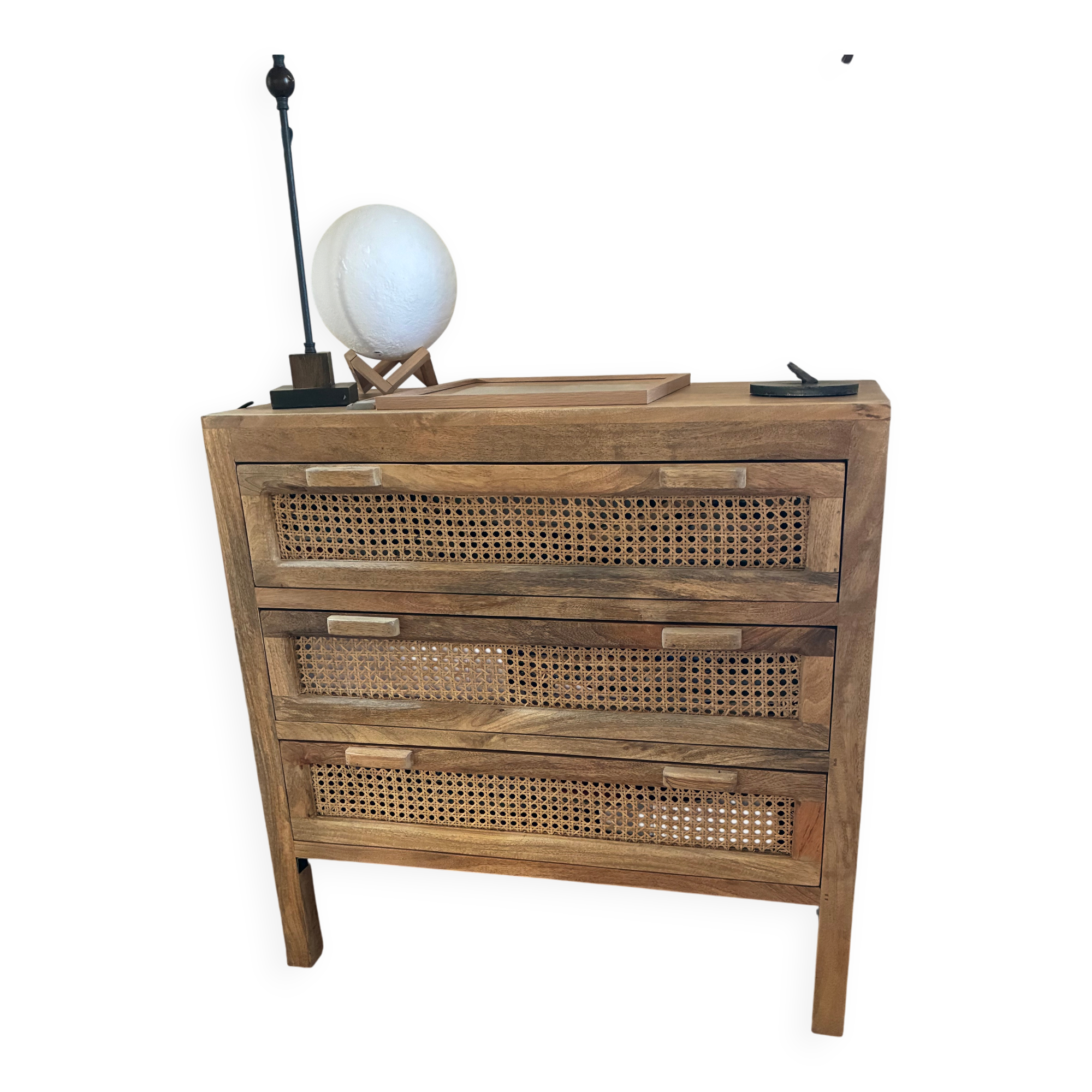 Mango wood chest of drawers with 3 drawers