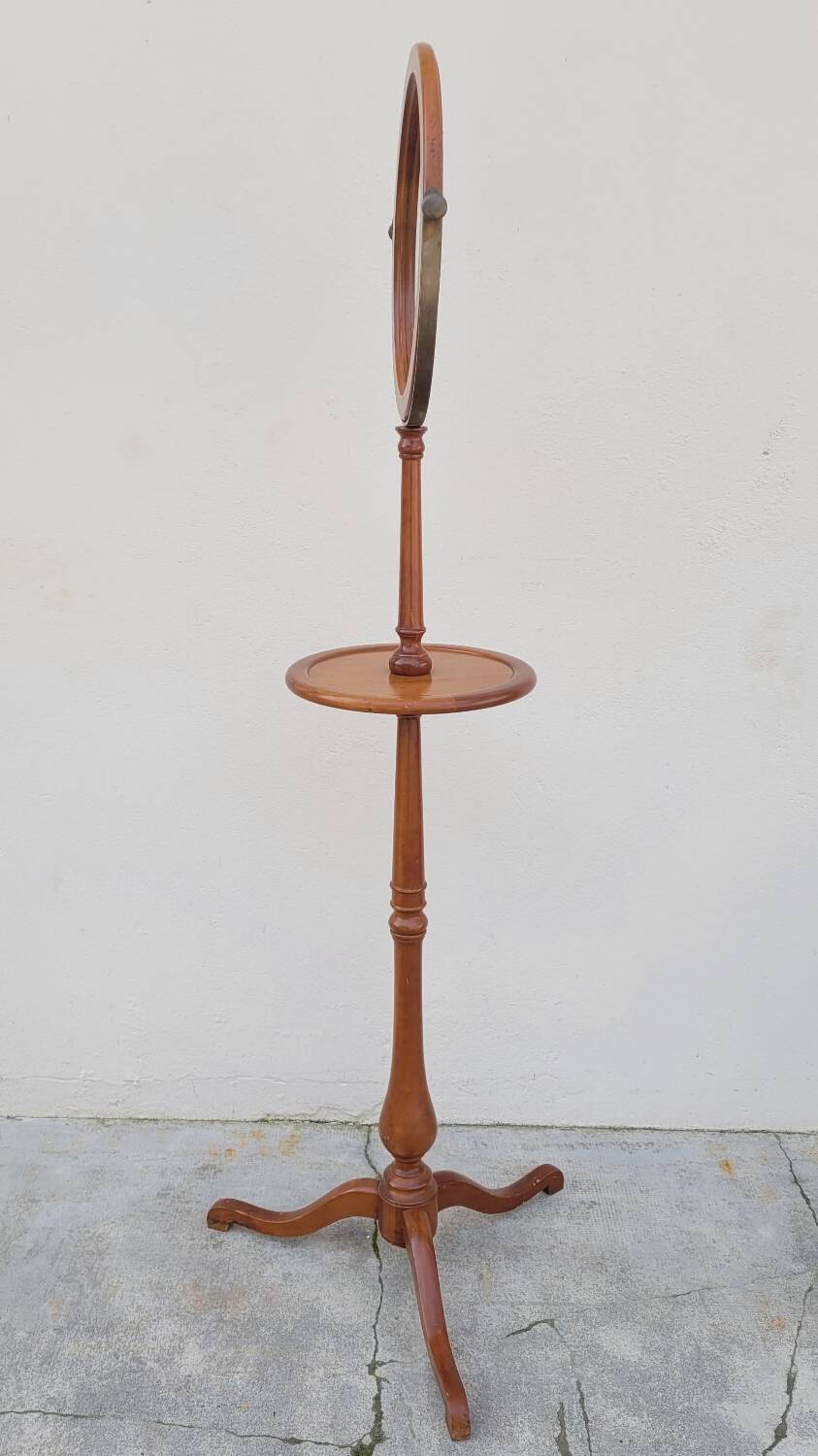 Tripod base psyché barber mirror in cherry wood with a system