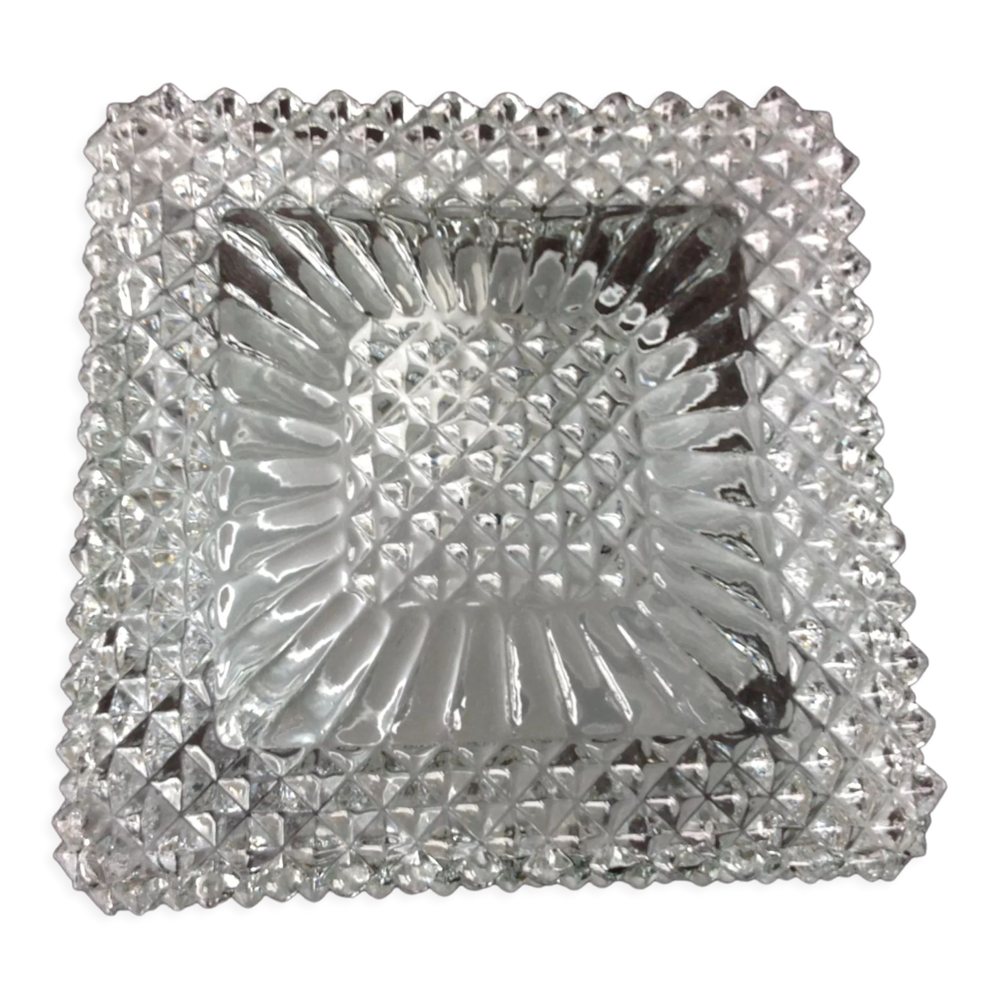 Plafonnier carré pointes de diamant / vintage années 60-70