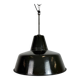Industrial Black Enamel Factory Lamp with Iron Top, 1950s