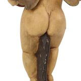 Vintage Solid Wood Angel Cherub Statue Hand Painted 49cm