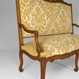 Louis XV style bench in carved oak