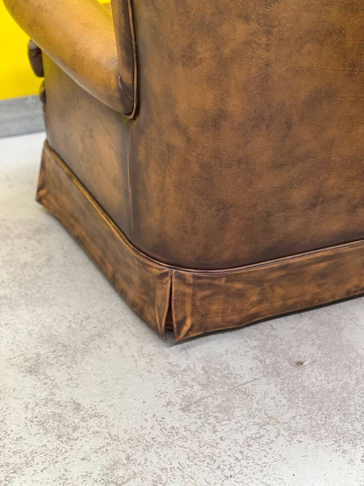 Vintage Chesterfield style wing chair With Ottoman