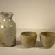 Decanter and sandstone cups 70s