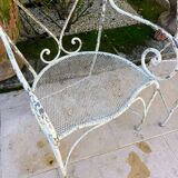 Pair of metal garden armchairs, 19th century