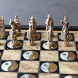 Chess in wood and mother-of-pearl