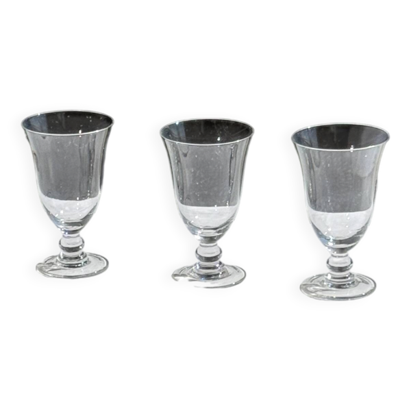 Lot de 3 verres à pied vintage en verre transparent H14 D10