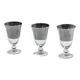 Set of 3 vintage stemmed glasses in clear glass H14 D10