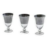 Set of 3 vintage stemmed glasses in clear glass H14 D10