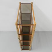 Vitrine en bambou avec 5 étagères en verre fumé