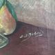 Large vintage original floral still life painting with fruit