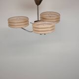 Art Deco Chrome and Pink Glass Chandelier, 1930's, Czechoslovakia