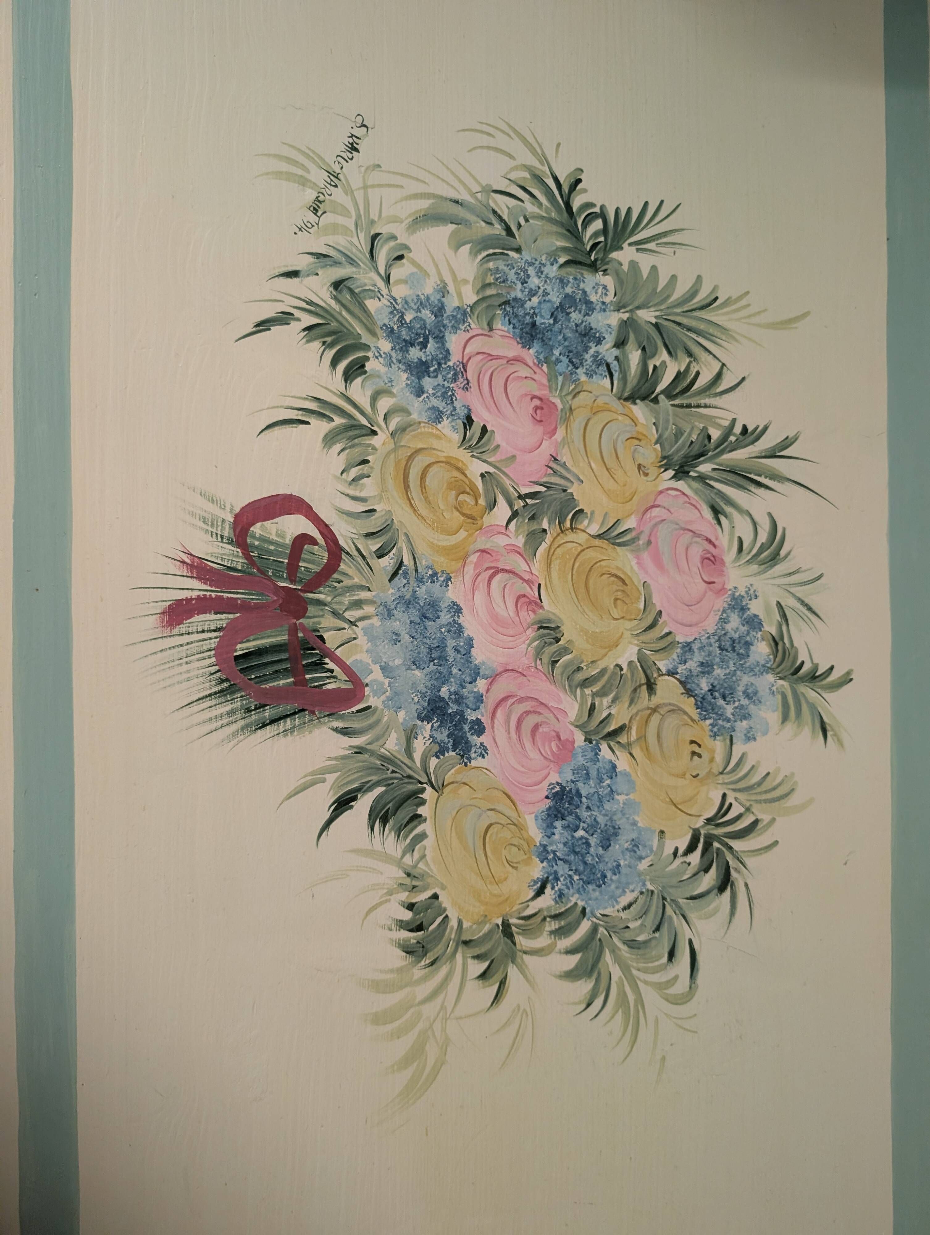Children's room chest of drawers. Floral pattern by artist Sylvie Karle Marquet.