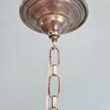 Suspension Art Déco en opaline marbrée rose, années 1920-30