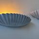 Pair of vintage shell wall lights, matte white, France 1970