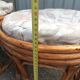 Pair old ottoman stools foot rest round wicker vintage rattan