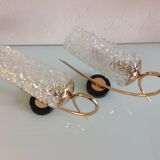 Pair of brass sconces and structured tulip glass 60/70s
