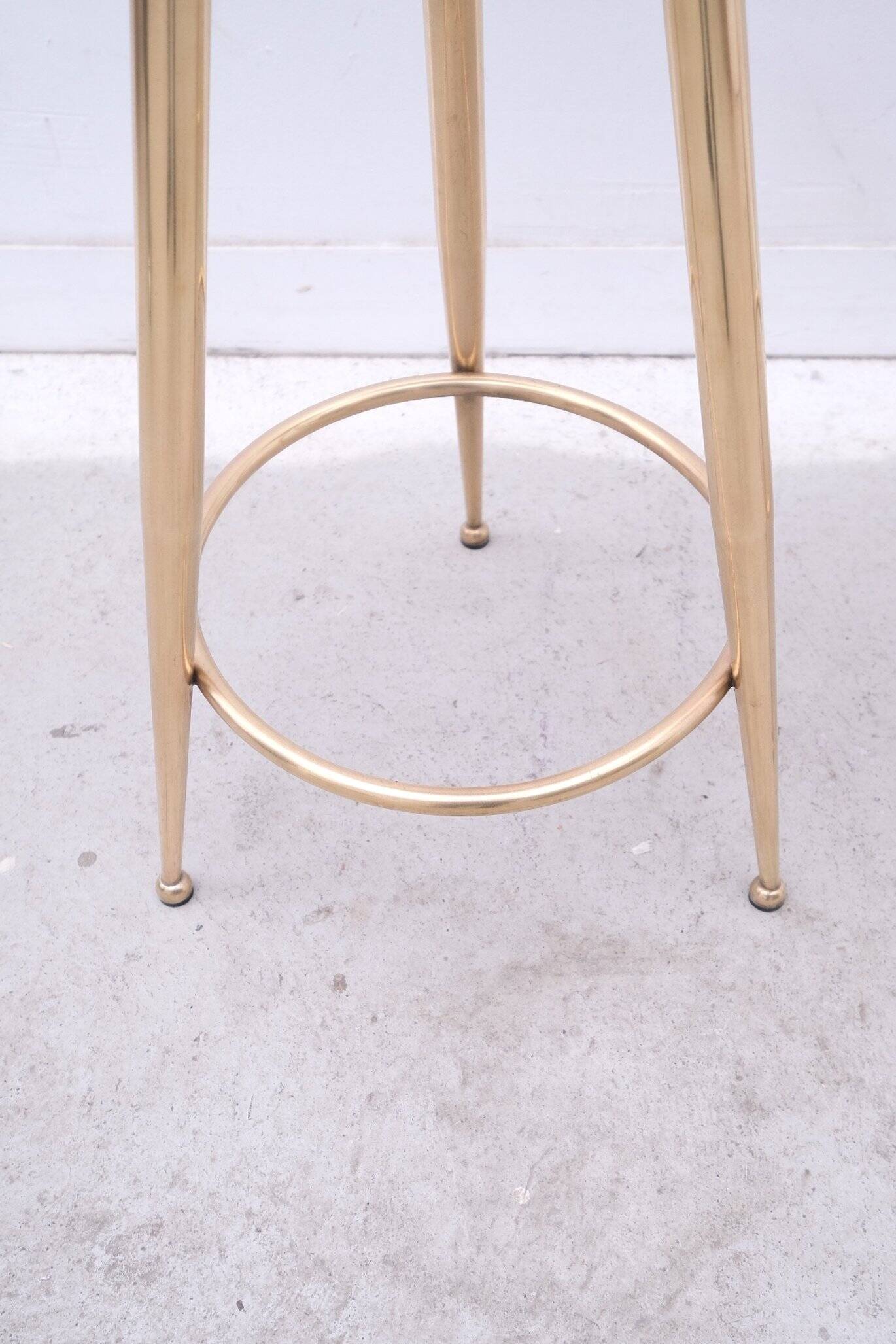 Pair of brass and leather stools, Italy 1960