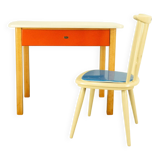 Children's vintage desk with chair, beech and formica, 60s