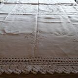 Old linen tablecloth 170 x 165 hand embroidered
