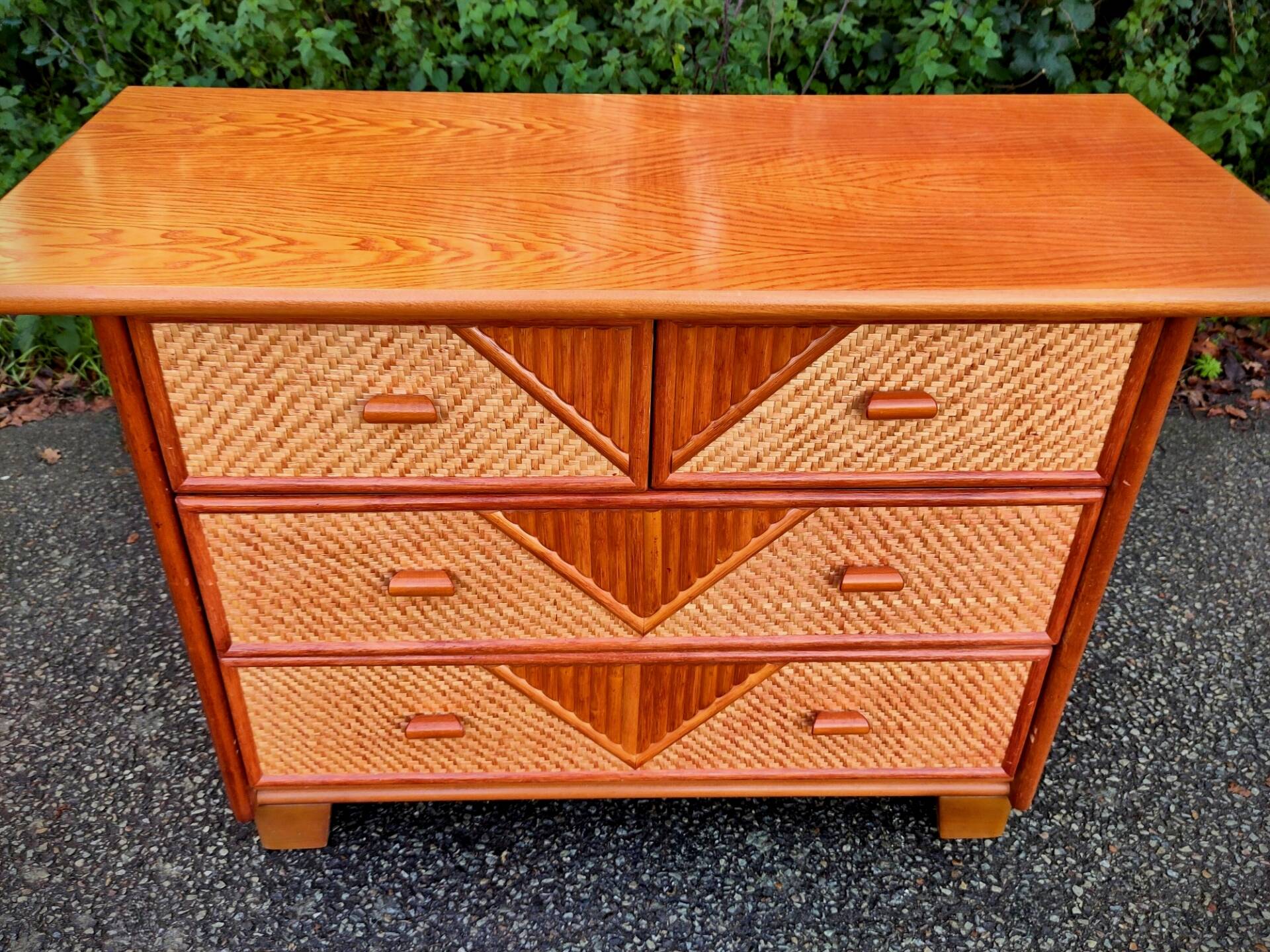 1960s rattan chest of drawers