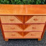 1960s rattan chest of drawers
