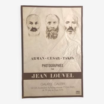 Affiche originale de Jean LOUVEL, Galatee Gallery, 1976. Photographies de Arman-César-Takis