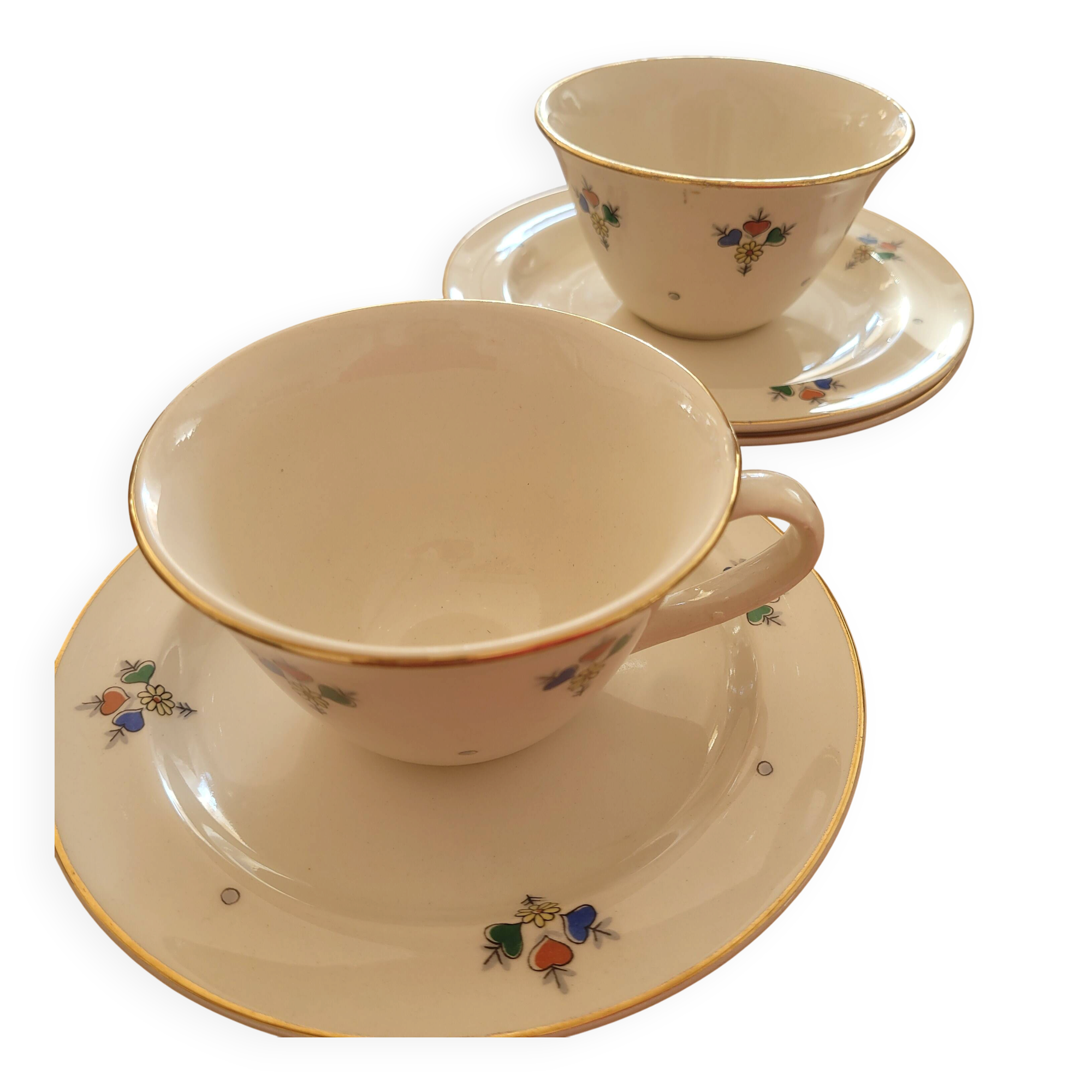 2 cups and saucers Keralux Boch Frères Belgium