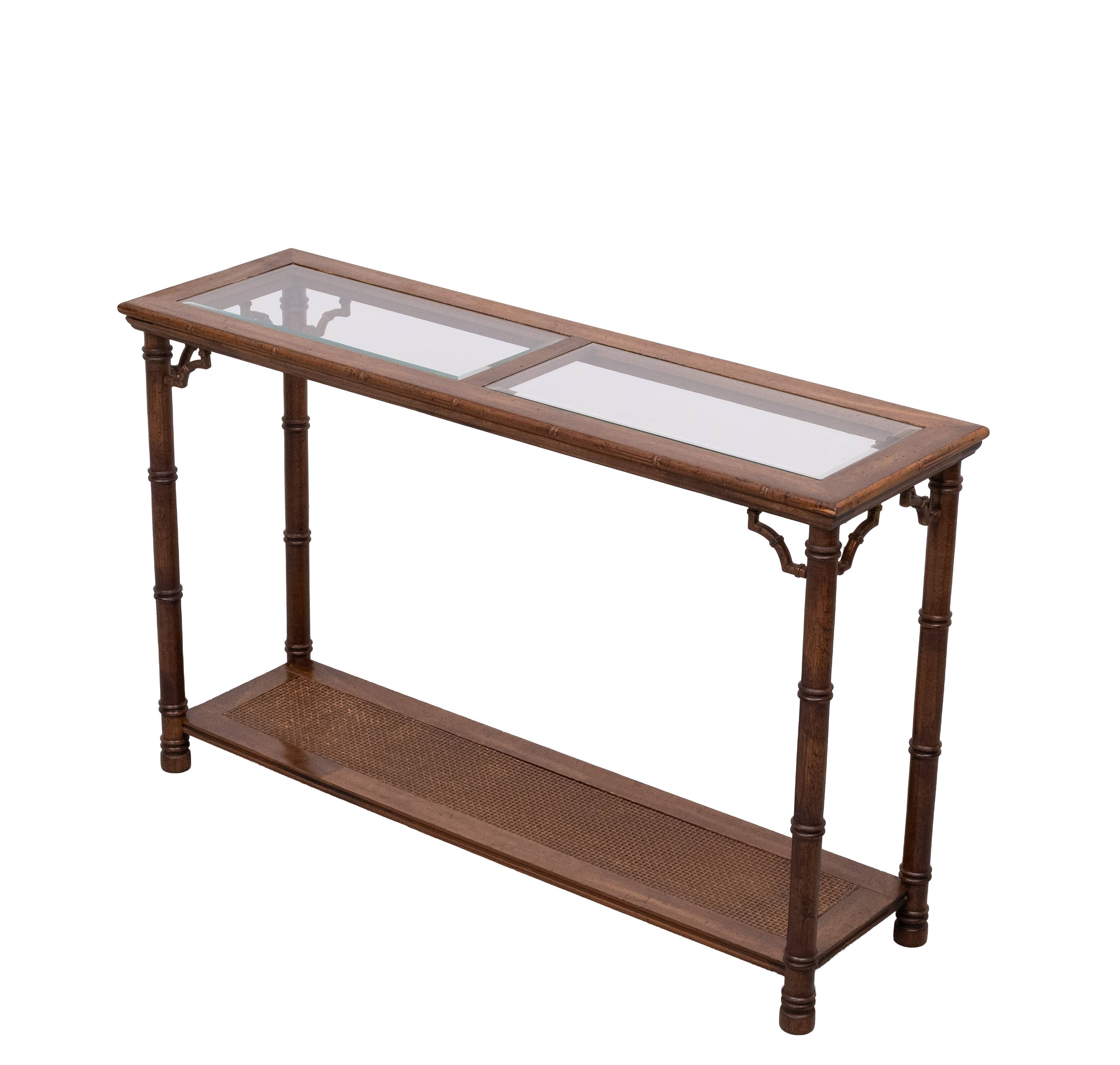 Console Table faux bamboo Chinese Chippendale 1970s