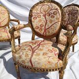 Set of 4 Louis XVI medallion armchairs