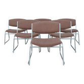 Suite de 6 chaises basses vintage métal chrome