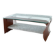 Metal coffee table with a glass top.