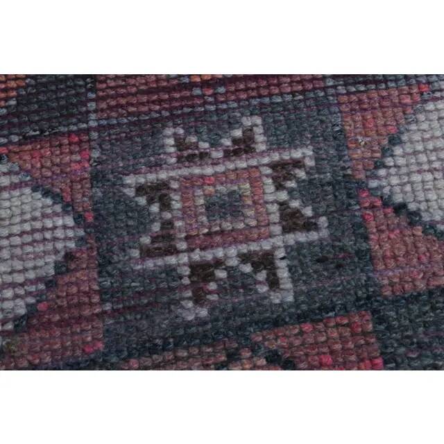 1970s Vintage Turkish Handmade Wool & Cotton Purple Runner Rug 91X359
