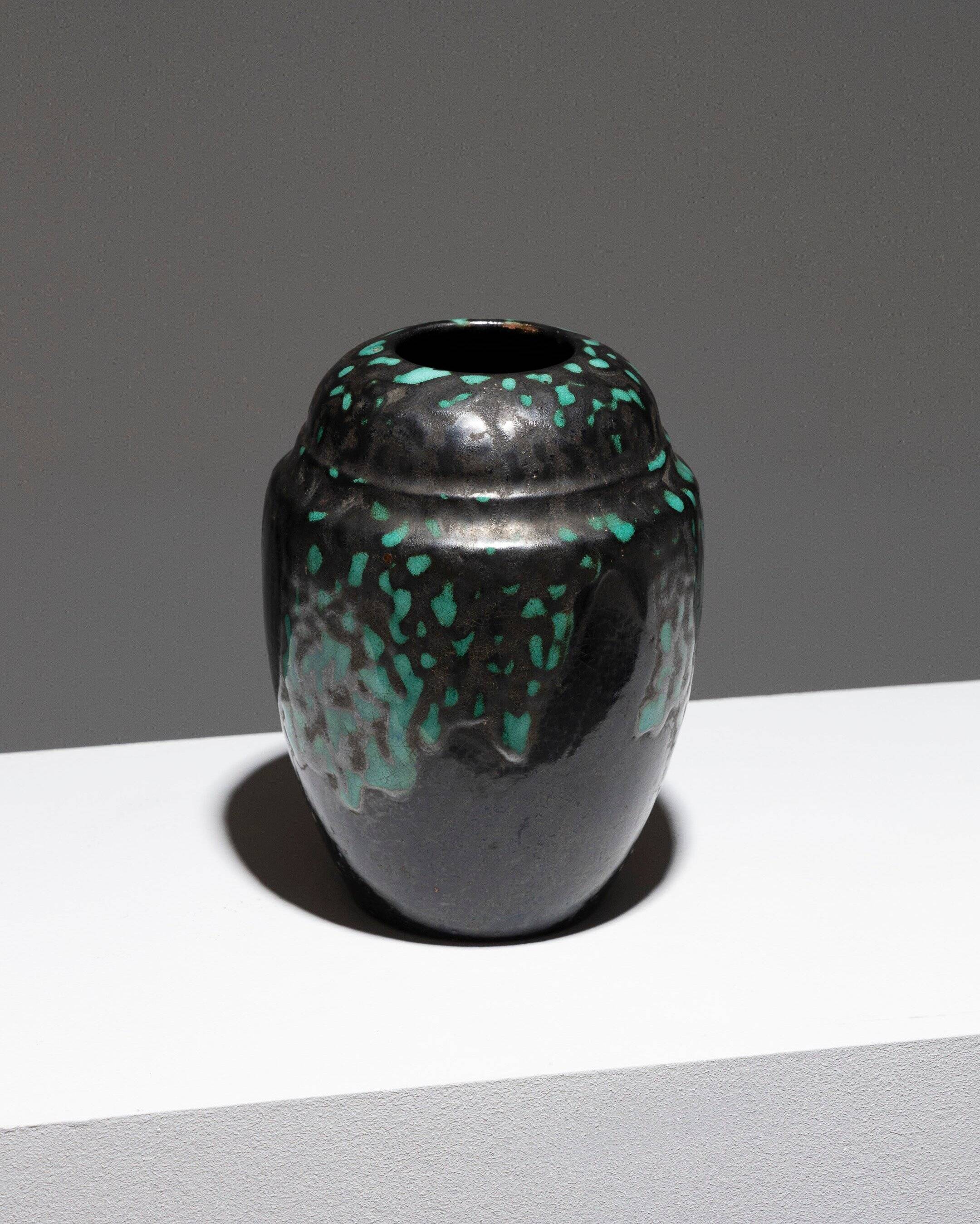 Vase art déco en poterie émaillée, cab primavera, 1930s