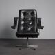 Modernist Black Leather Swivel Lounge Chair, Netherlands, 1960s